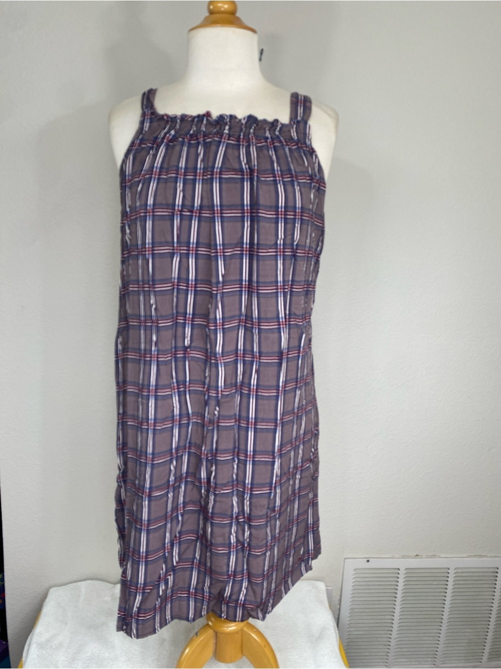 Juniors Girls Gray Plaid Mini Dress Size Large Classic Academia Girlhoodcore